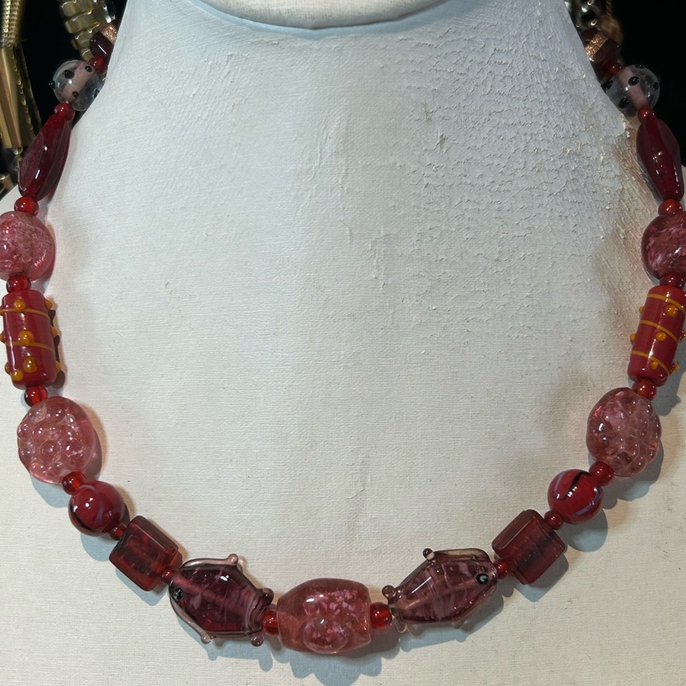 #29 Heavy All Glass Beads 18 Inch Necklace